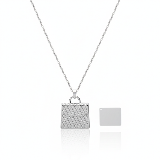 Quilted Design Envelope Necklace with Hidden QR Code