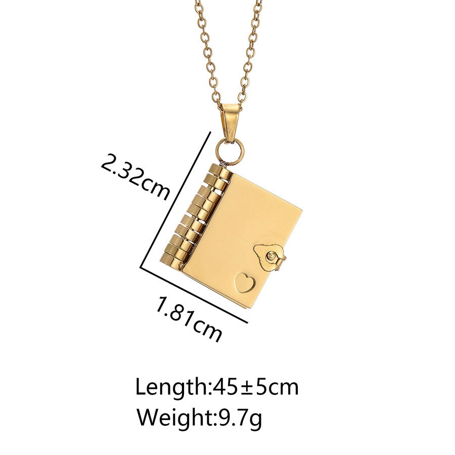 Book of Time Necklace – Personalized Memory Locket with Hidden QR Code - Gold