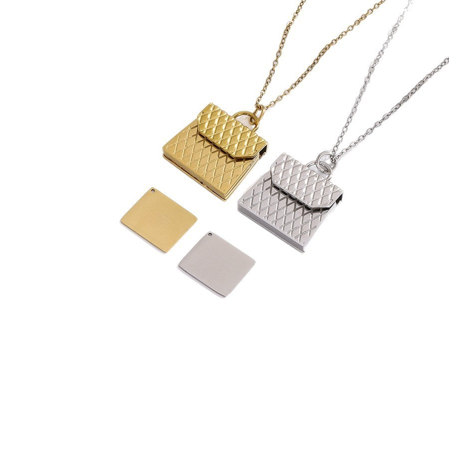 Quilted Design Envelope Necklace with Hidden QR Code