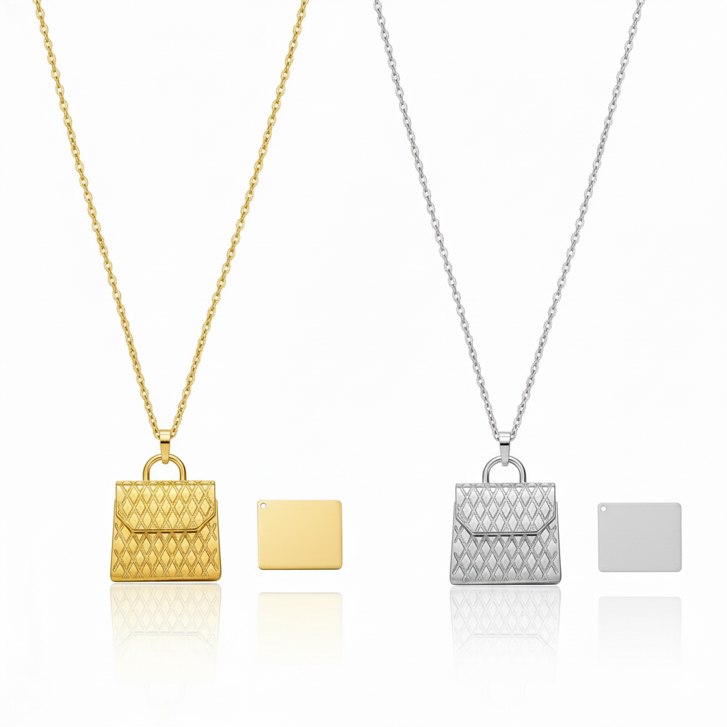 Quilted Design Envelope Necklace with Hidden QR Code