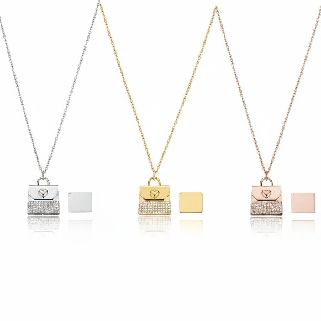 Personalized Rhinestone QR Code Envelope Necklace