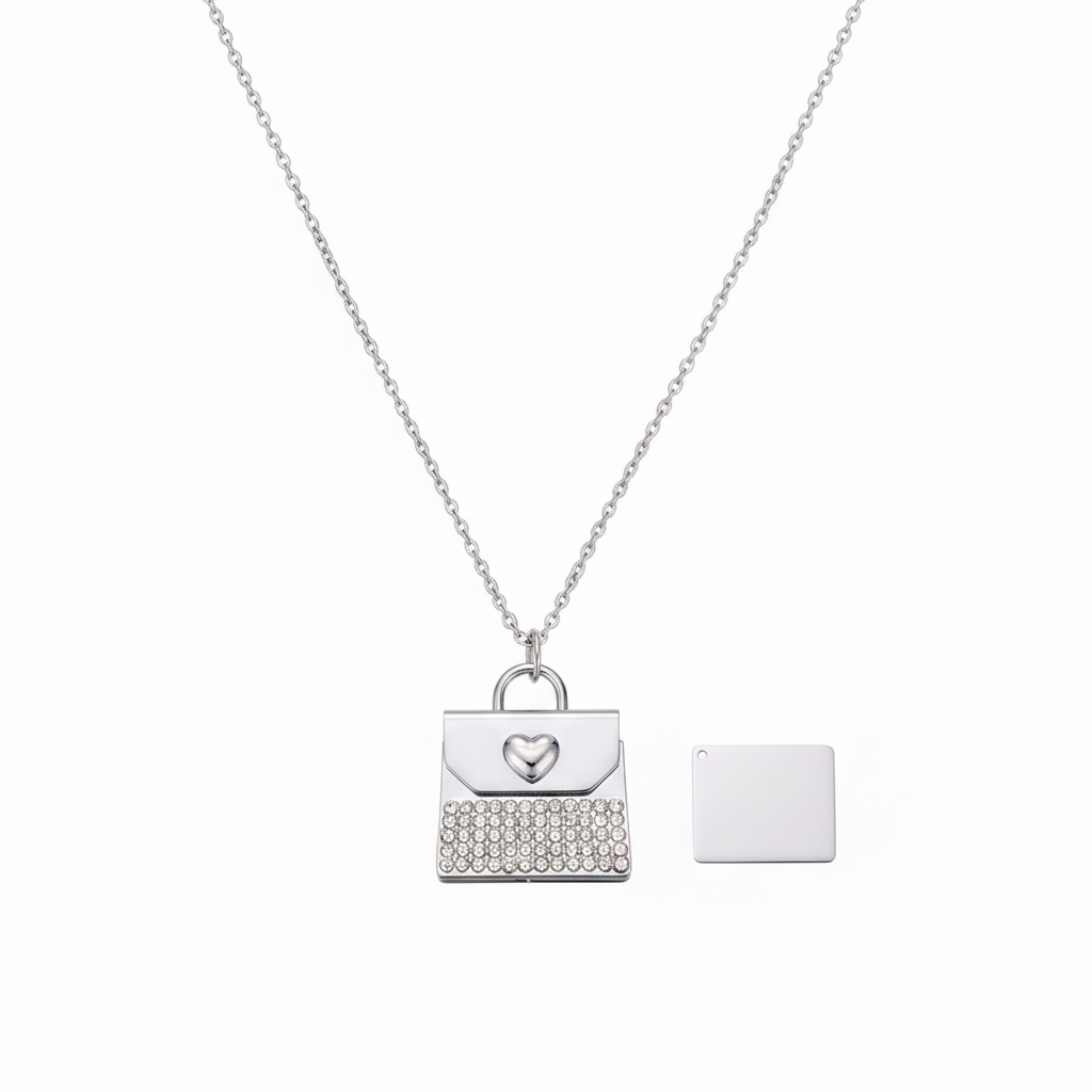 Personalized Rhinestone QR Code Envelope Necklace