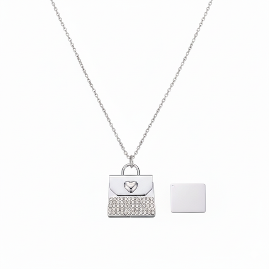 Personalized Rhinestone QR Code Envelope Necklace