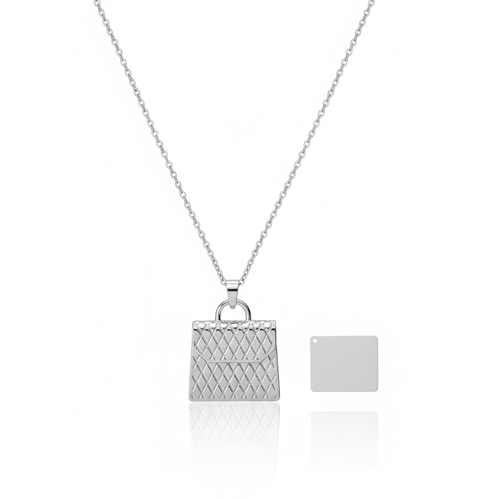 Quilted Design Envelope Necklace with Hidden QR Code