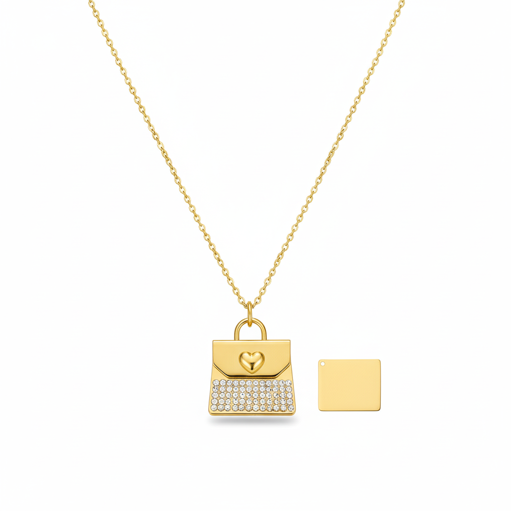 Personalized Rhinestone QR Code Envelope Necklace