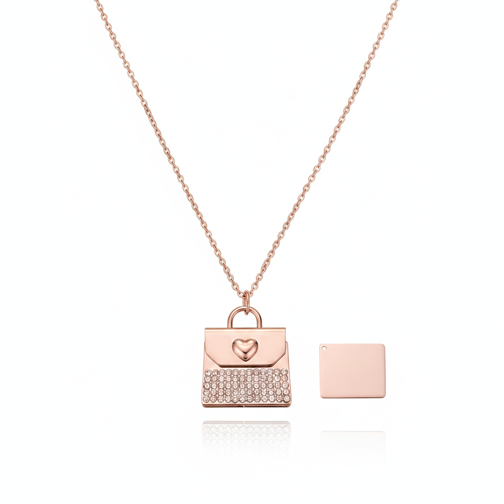 Personalized Rhinestone QR Code Envelope Necklace