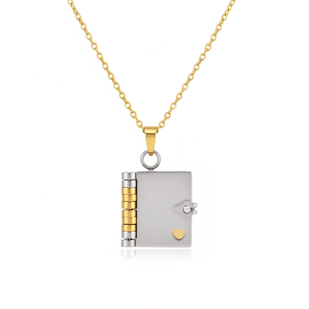 Book of Time Necklace – Personalized Memory Locket with Hidden QR Code