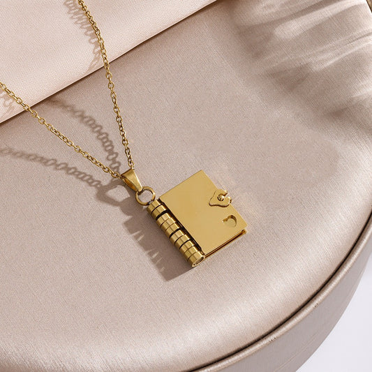 Book of Time Necklace – Personalized Memory Locket with Hidden QR Code - Gold